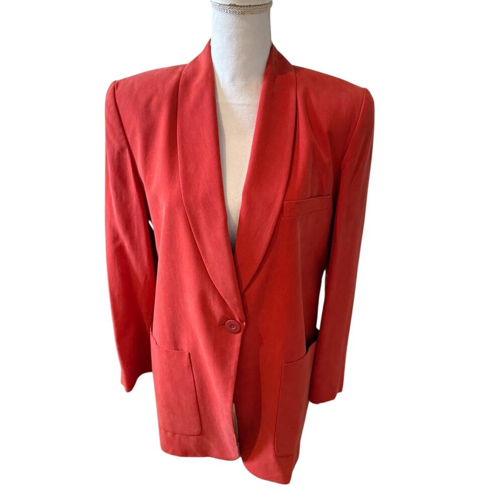 Vintage Linda Allard Ellen Tracy Oversized Silk Blazer Paprika 2